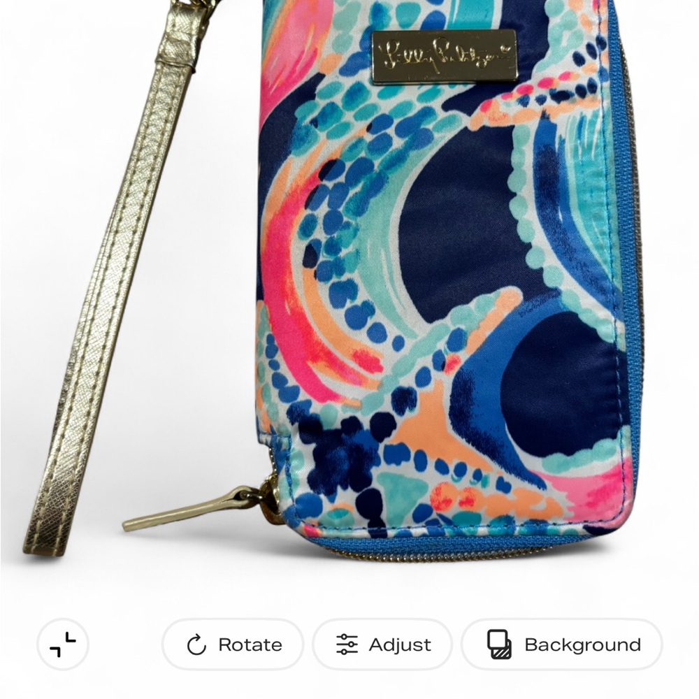 Lilly Pulitzer Navy, Coral & Teal Abstract Wristlet